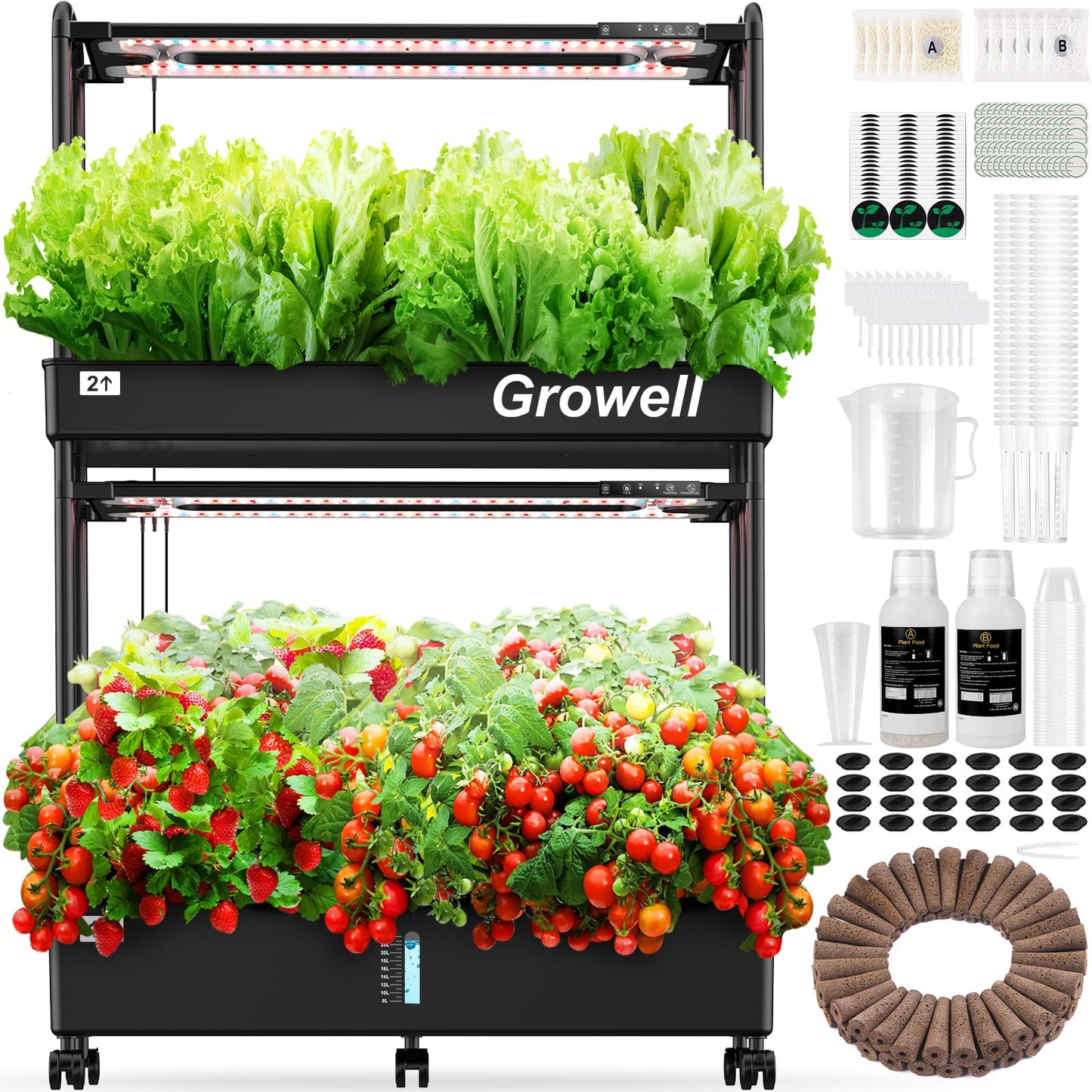 Growell 60 Pods Large Hydroponics Growing System Kit & 182pcs Seed Pod Kit