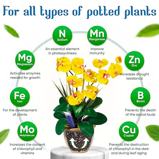 Easy Use Plant Food (12-Pack) | No-Mix Liquid Fertilizer Spikes for Indoor Plants & Flowers | Self-Feeds for 15 Days | Bloom Booster for All Houseplants | Made in The USA