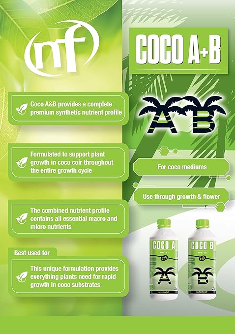 Plant Nutrients Liquid Fertilizer 500 ML A 1-4-2 & 500 ML B 3-0-0.5 Plant Food Support Plant Growth Throughout Entire Cycle Veg and Flower Indoor Outdoor Hydroponic Coco Garden (500 ml)