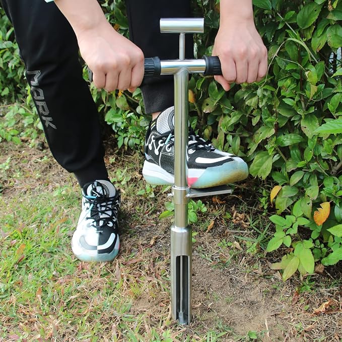 Soil Sample Probe 20” with Ejector and Foot Pedal,Soil Probe Stainless Steel T-Style Handle Soil Test Kit,Soil Probe Rod for Soil Sampling Plant Care/Agriculture/Garden/Farm