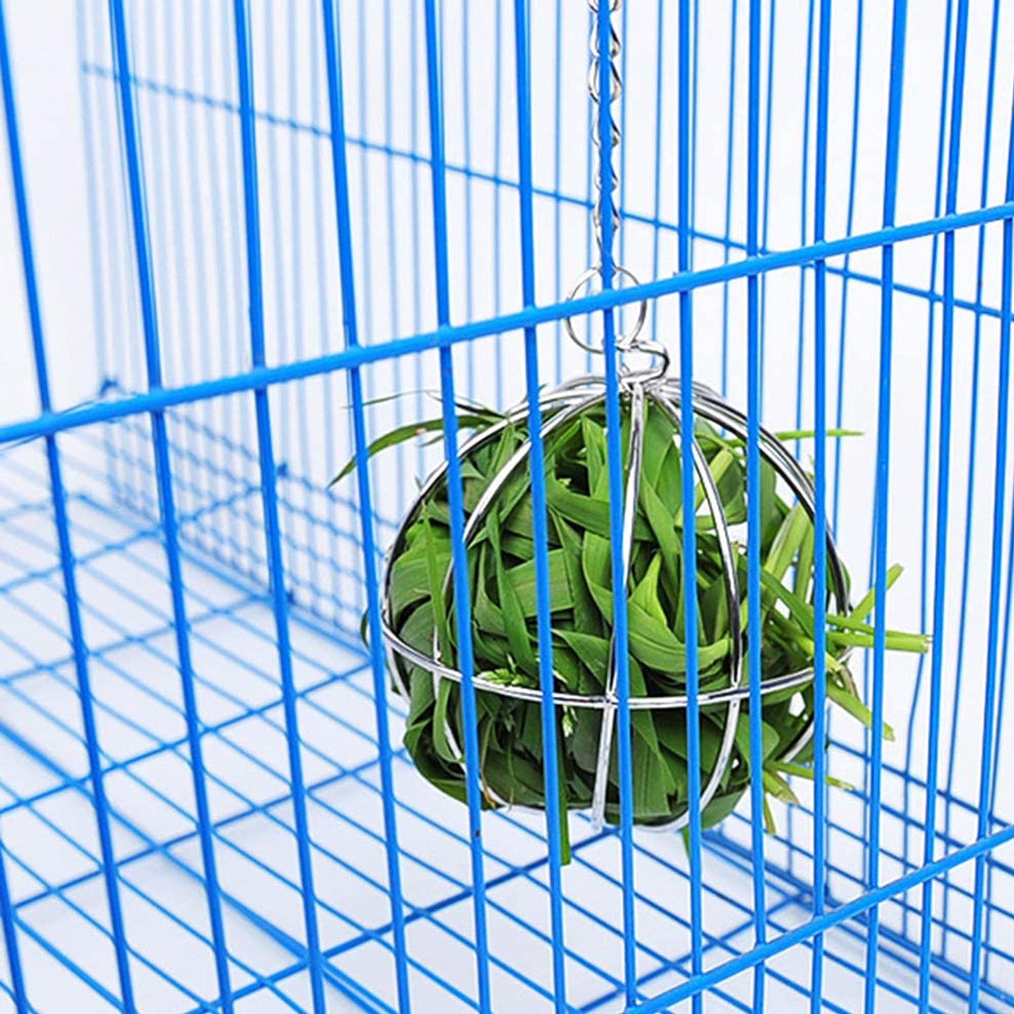 Allazone 4 PCS Hay Feeder Ball, Hay Rack Ball, Small Animal Stainless Steel Grass Ball Grass Rack Ball for Rabbit Guinea Pig Hamster Hay Dispenser Hanging Ball Feeder Toy Rabbit Pet Supplies