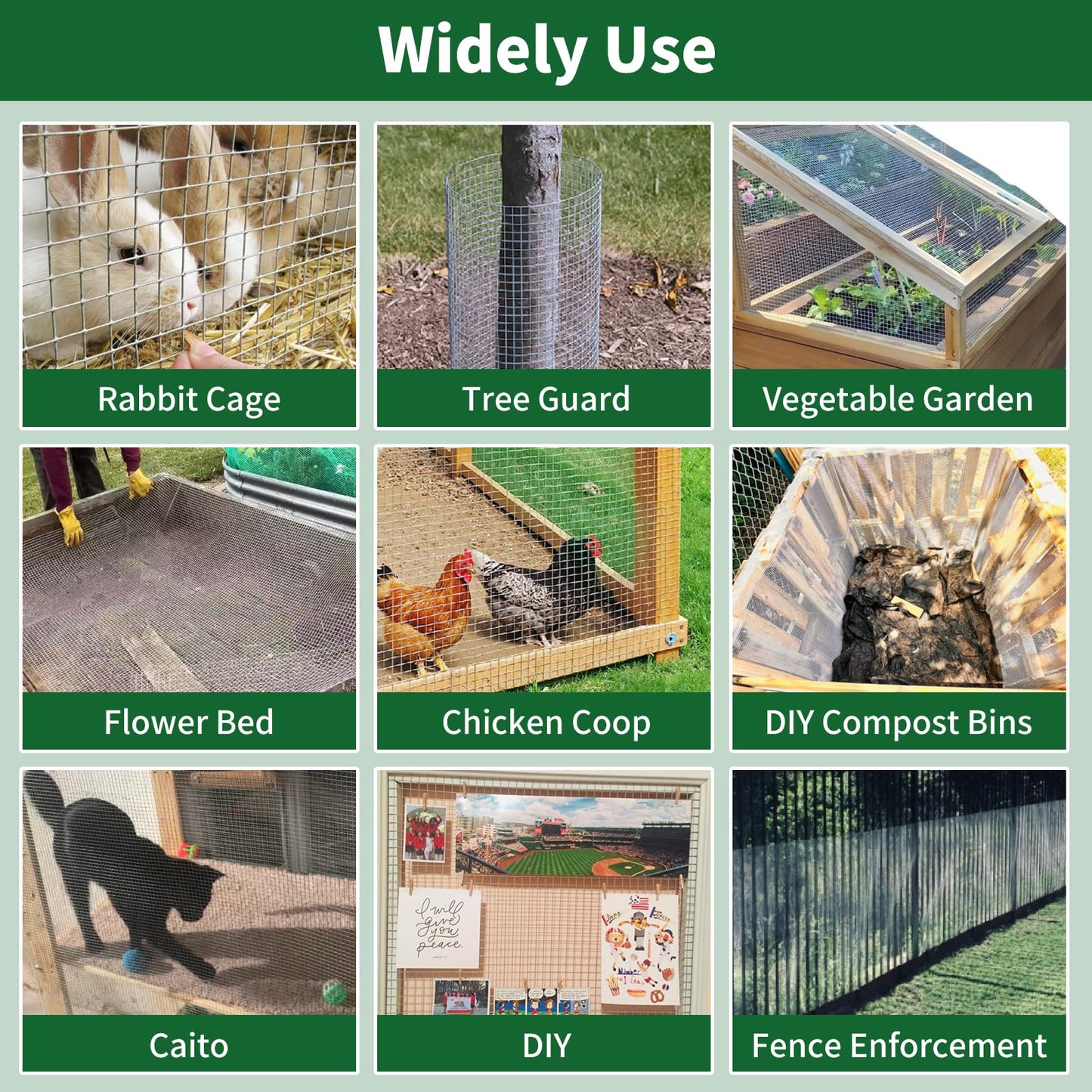 Amagabeli Hardware Cloth 48inch x 50ft 1/2 inch 19 Gauge Chicken Wire Fence Hot-Dipped Galvanized After Welding Wire Mesh Roll Fencing Garden Plant Support Poultry Netting Rabbit Cage Snak Gopher Wire