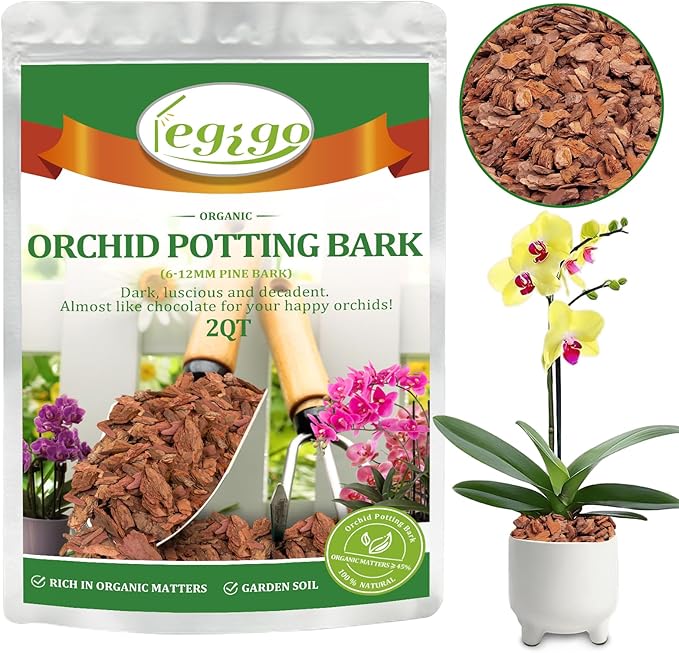 Legigo 2 Quarts Organic Orchid Potting Bark- All Natural Orchid Bark Potting Mix Pine Bark Wood Chips for Houseplant Mulch, Orchid Plants Root Development, Mulch for Potted Plants