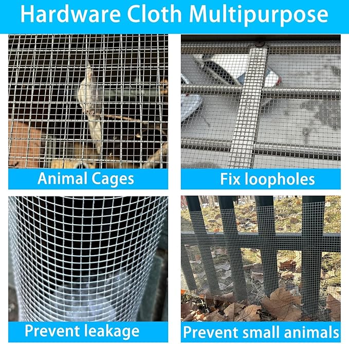 Galvanized Welded Wire Mesh Roll, 16in x 35ft, 1/4 Inch 23 Gauge Hardware Cloth - Garden Fencing for Rabbits, Chickens, Snakes, Gophers, Raccoons & Small Critters - Cage, Enclosure, Pest Barrier