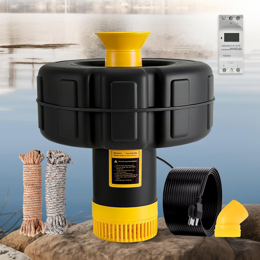 YANASO Pond Fountain Aerator, 1HP 15000 GPH Fountain Pump with Timer, 15A/110V 100FT power cord, 2 Spray Patterns, Energy-Efficient Water Circulation for Ponds & Lakes