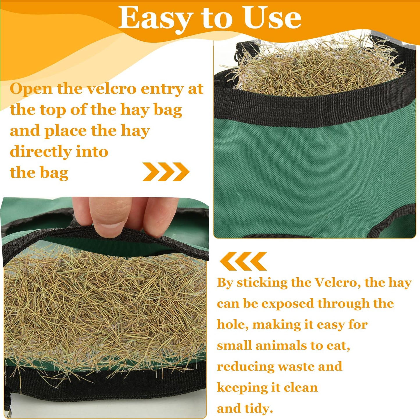 YAYODS 4 Pcs Rabbit Hay Feeder Bag, Guinea Pig Hay Feeder Bags 600D Oxford Cloth Hanging Hay Holder for Rabbits Guinea Pigs Chinchillas Small Pets
