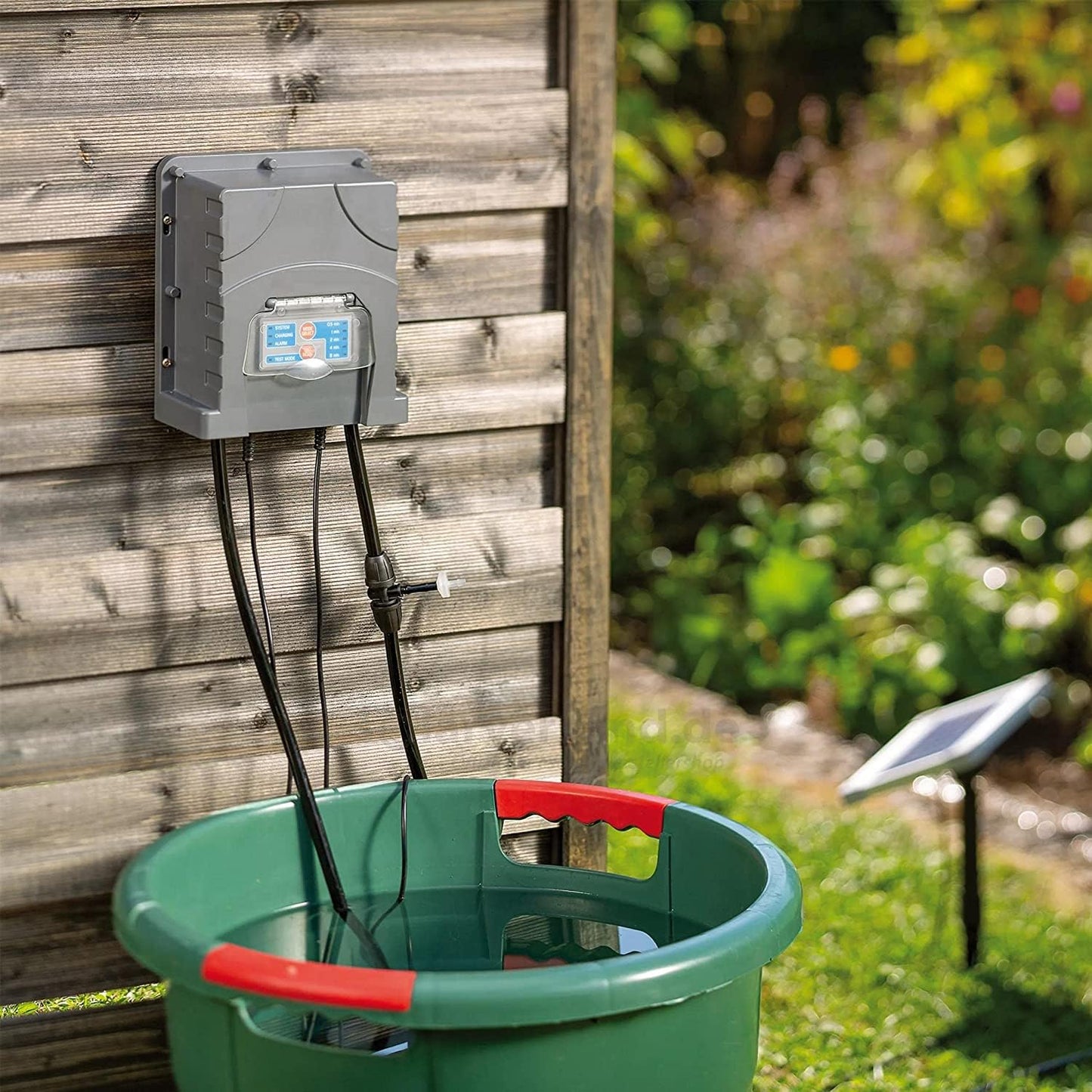 AEO Solar-Powered Automatic Watering Drip Irrigation System, 50 Drippers, 155 ft for Balcony Greenhouse Raised Garden Bed