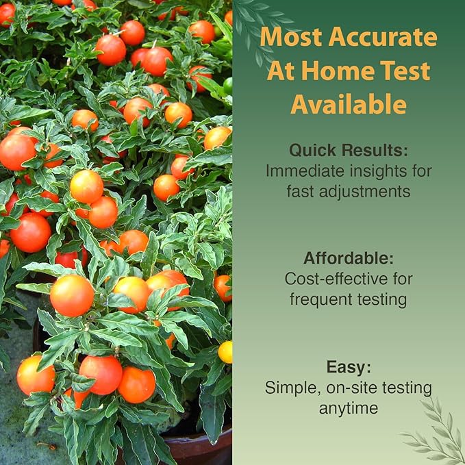 Premium Soil Test Kit: 40 Complete Tests for Lawns, Gardens, and Vegetables. Tests for Ammonia Nitrogen, pH, Phosphorus, and Potassium.