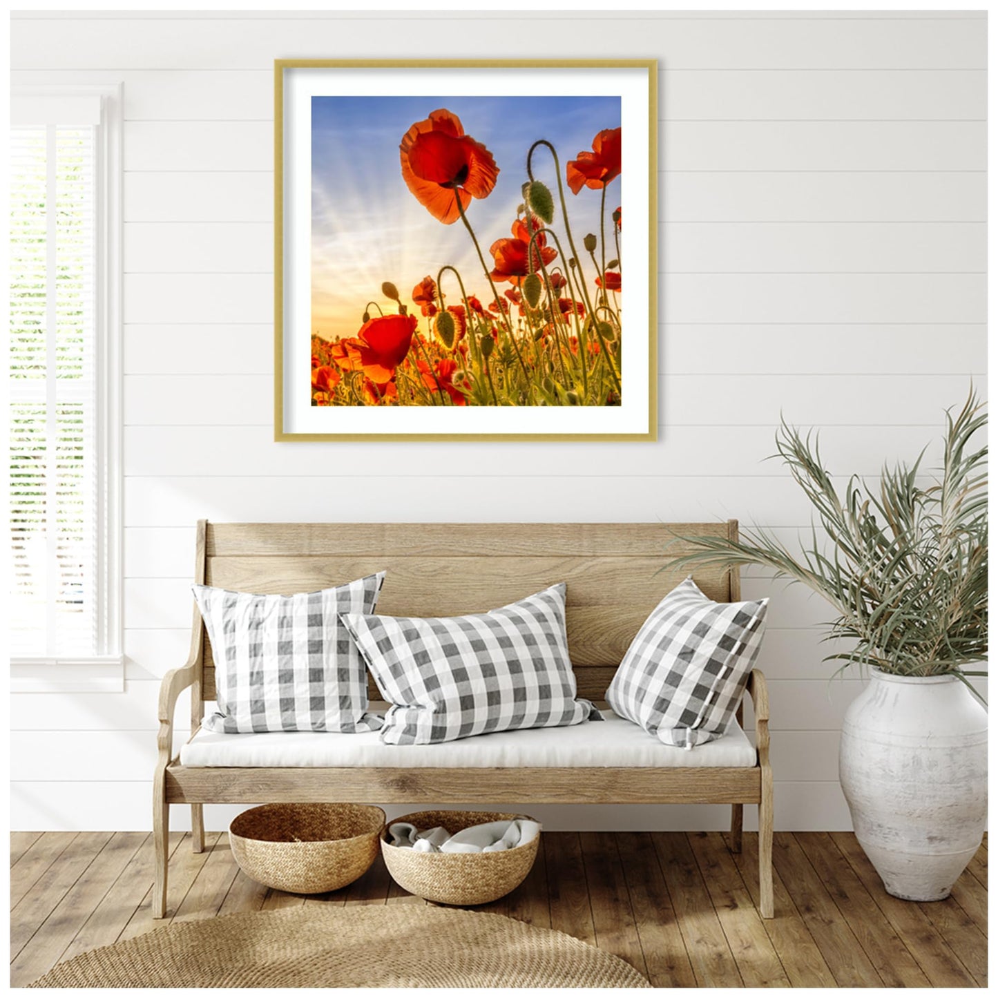 Amanti Art Framed Wall Art Print 33x33 Fascinating Poppies by Melanie Viola, Flowers Wall Art, Rustic Farmhouse Decor, Large Poster Painting Artwork for Living Room, Bedroom, Bathroom, Kitchen, Office