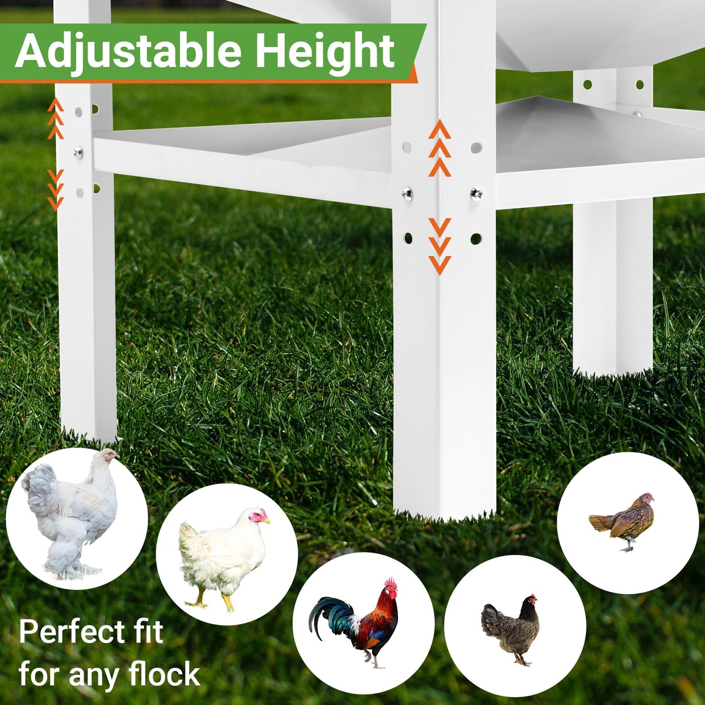 Toriexon Chicken Feeder, 50LBS Capacity Metal Poultry Feeder (16” x 12.5” x 24.5”) for 10 Chickens, Powder-Coated Steel Feeder w/Waterproof Lid and Stainless Handles