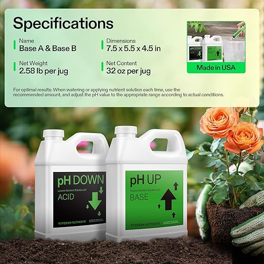 VIVOSUN pH Up & pH Down Kit, 1 Quart Each, pH Control Kit for Balanced pH Level and Optimal Nutrient Uptake, pH Adjuster Liquid Fertilizer for All Plants and All Growing Systems