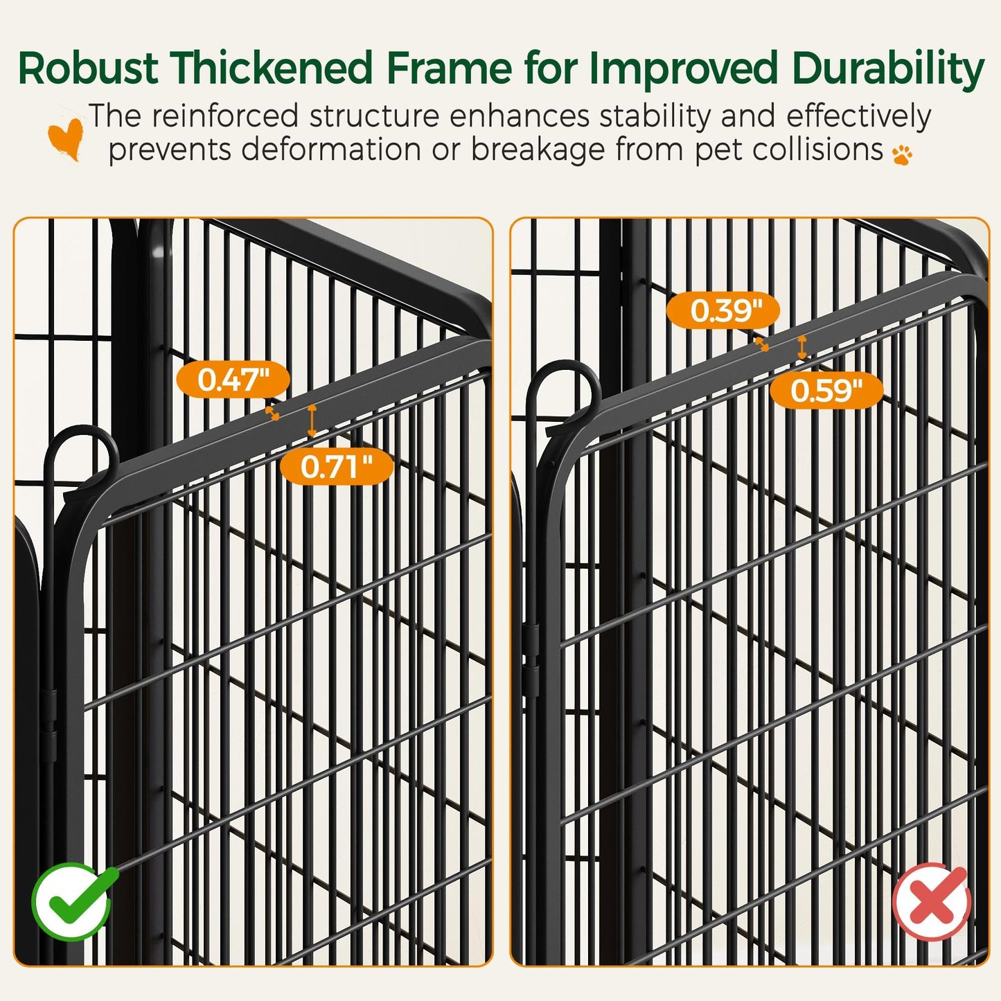 Yaheetech Dog Playpen Outdoor, 40 inch 8 Panels Dog Pen Indoor Heavy Duty Puppy Exercise Pen Metal Pet Fence for RV Camping/Yard/Garden