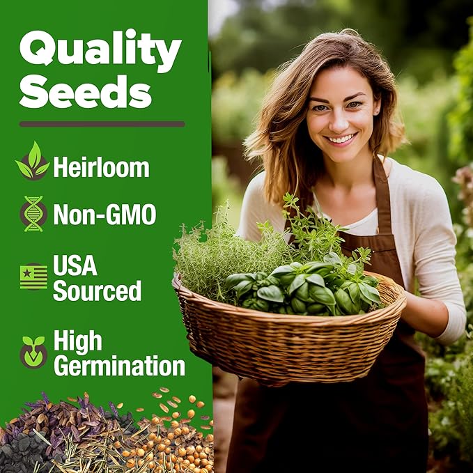 55 Vegetable Seeds & 15 Culinary Herb Seeds Pack – 32,500+ USA Non-GMO Heirloom Seeds for Planting – Survival Garden Kit for Preppers – Gifts for Gardeners Men Women