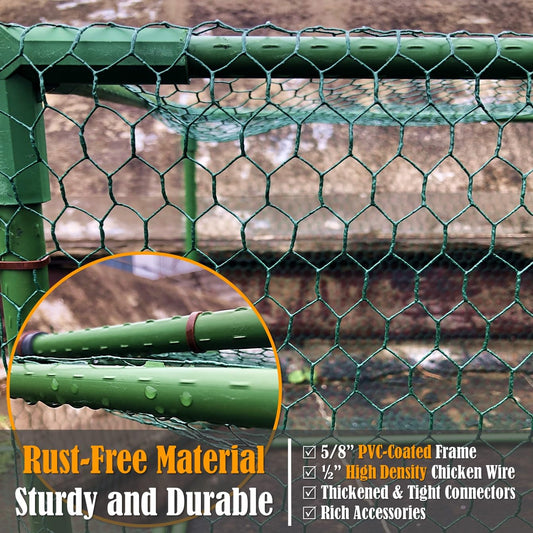 LANEVAN Chicken Tunnel DIY Kit – Movable | Cube Runway with 90° Corner | Modular Design | Rust-Proof | Expandable Outdoor Chicken Run Chunnel for Yard