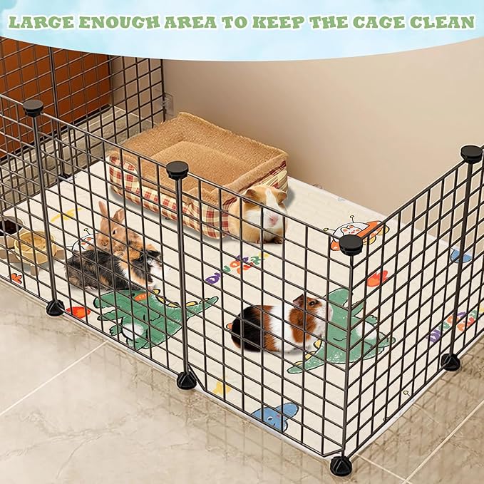 UPINS 2-Piece Guinea Pig Pee Pads, 47 X24 Inches Guinea Pig Cage Liner Reusable Guinea Pig Mat for Small Animals Hamster Rabbit Squirrel