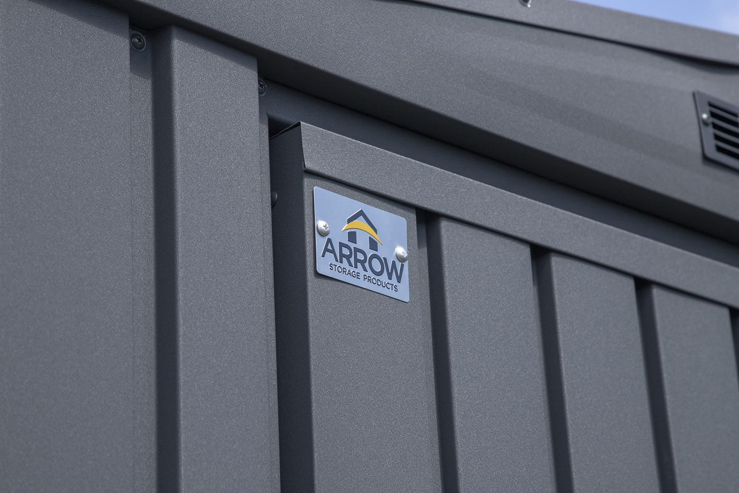 Arrow Shed Elite 14' x 12' Tall Outdoor Steel Storage Shed with High Gable and Lockable Doors Storage Building, Anthracite