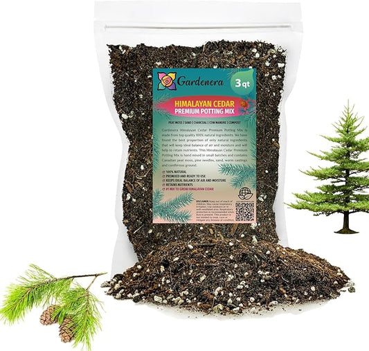 Gardenera Premium Himalayan Cedar Potting Soil Mix - Perfect Balance of Nutrients, Drainage, and Aeration for Healthy Cedar Trees - 3 Quart