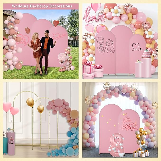 Wedding Arch Backdrop Stand, Gold Metal Arch Backdrop Stand for Wedding Baby Shower, Birthday, Anniversary, Graduation Garden Balloon Arch Decoration (Gold-5.9+6.6+7.2ft)