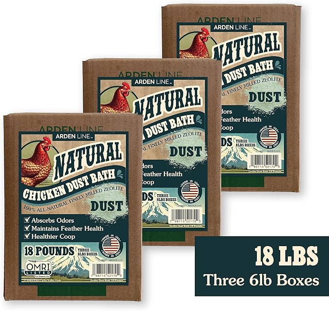Zeolite Chicken Dust Bath | All-Natural Finely Milled Zeolite Dust | Natural Kraft Box Packaging | Chicken Coop Accessories | Made in The USA