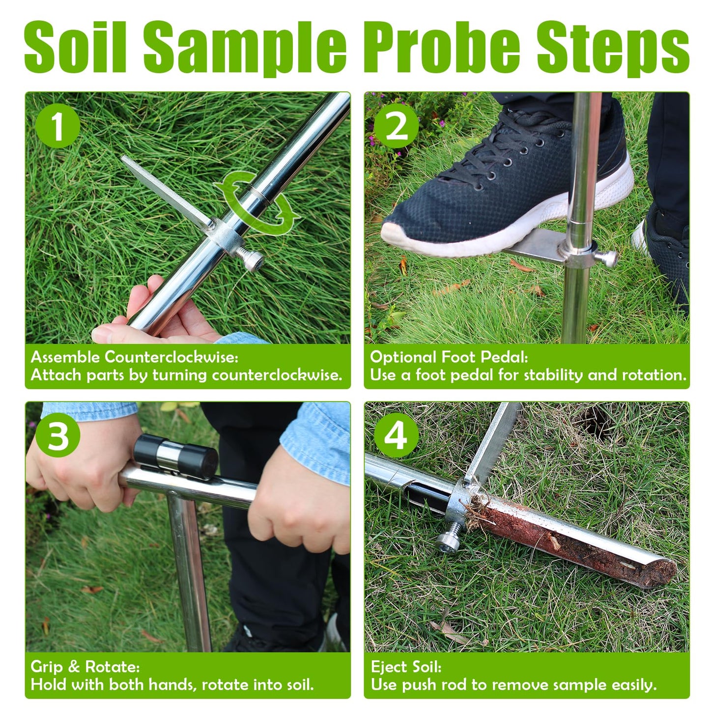 ZUIWAN 40 INCH Soil Sample Probe,Stainless Steel t-Style Handle Soil Probes for Soil Sampling,Soil Core Sampling Tool for Soil Sampling Plant Care,Garden,Farm,Agriculture,Golf Course,Lawn