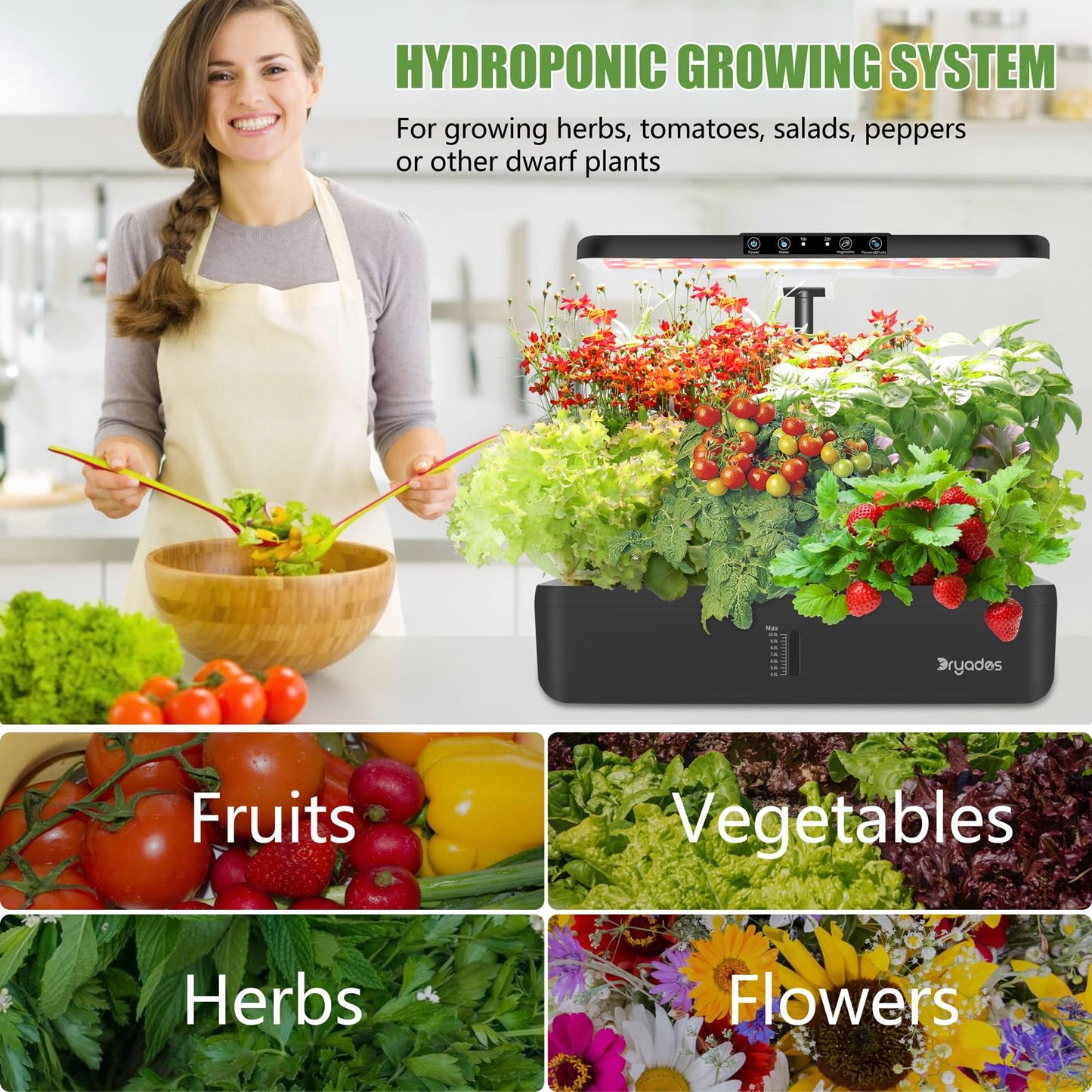 Hydroponics Growing System Indoor Garden - DRYADES 44 Pods Herbs Garden Kit Indoor with LED Grow Light Grow Anything Plants Germination Kit (No Seeds) Harvest Vegetable Lettuce for Home Kitchen