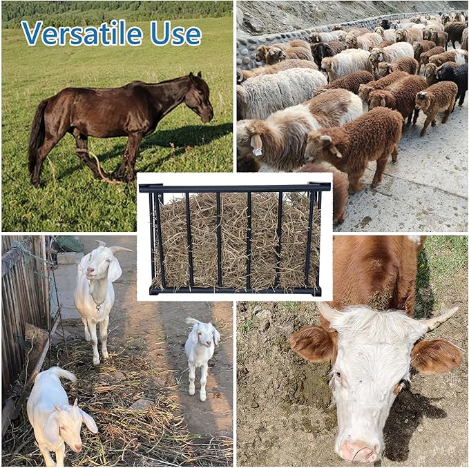 Wall Mount Hay Rack, 27'' Long Livestock Hay Feeder with 16 Gallon Capacity, Carbon Steel Hay Feeder for Sheep, Goats, Horses, Indoor Outdoor Uses