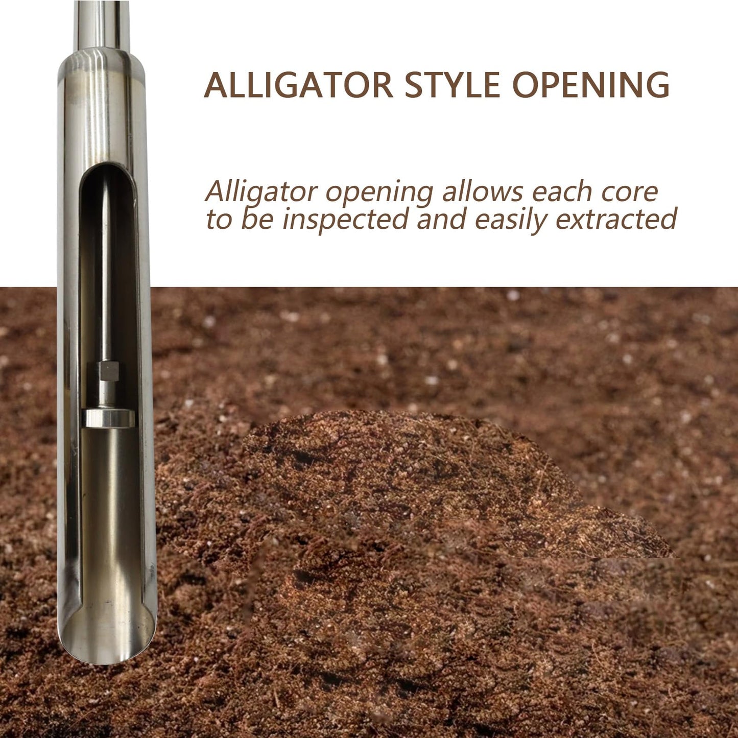 INTBUYING 40’’ Soil Sampler Probe Soil Test Probe with 8’’Sample Ejector and Foot Pedal T Rubber Handle Stainless Steel 1.5inch Dia for Soil Sampling Lawn Garden Farm