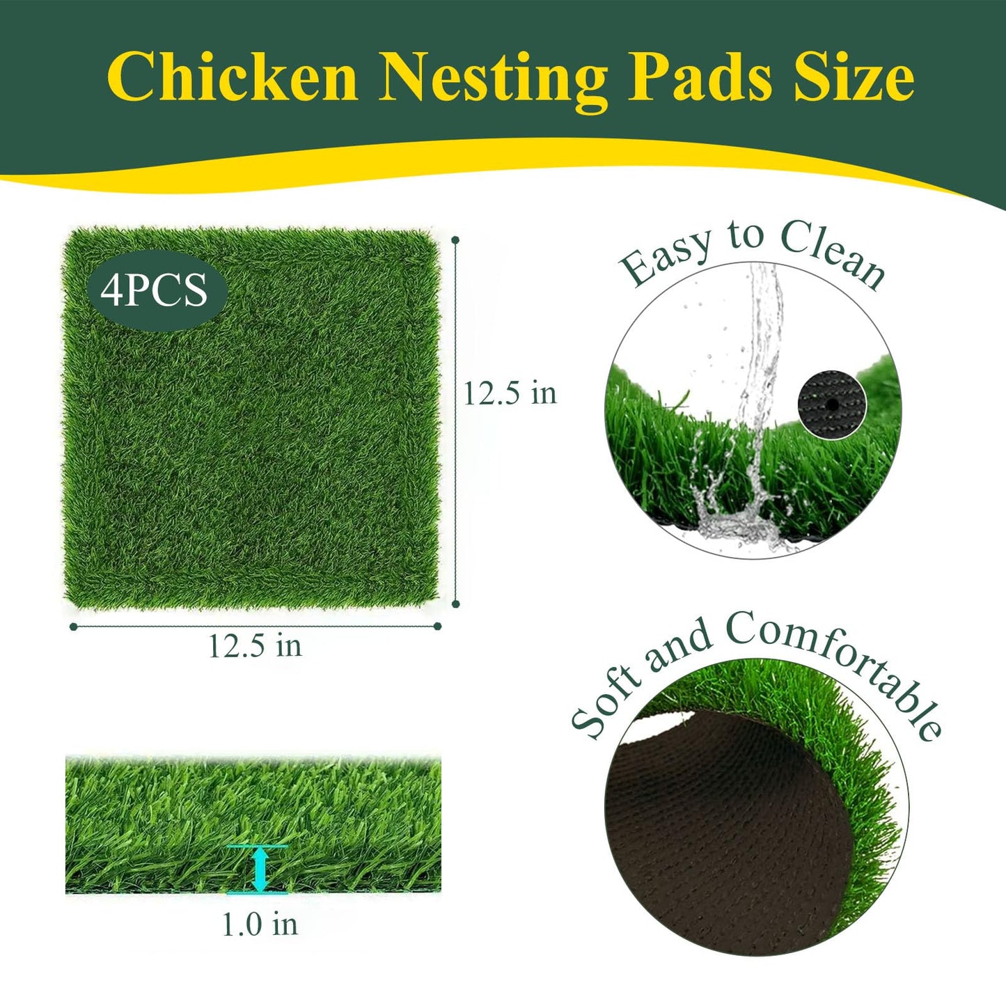 Nesting Boxes for Chickens,Chicken Nesting Box with 4 Pack Nesting Box Pads,Wooden Chicken Laying Boxes,Chicken Nesting Boxes for Laying Eggs with Washable Nesting Pads for Chicken Coop