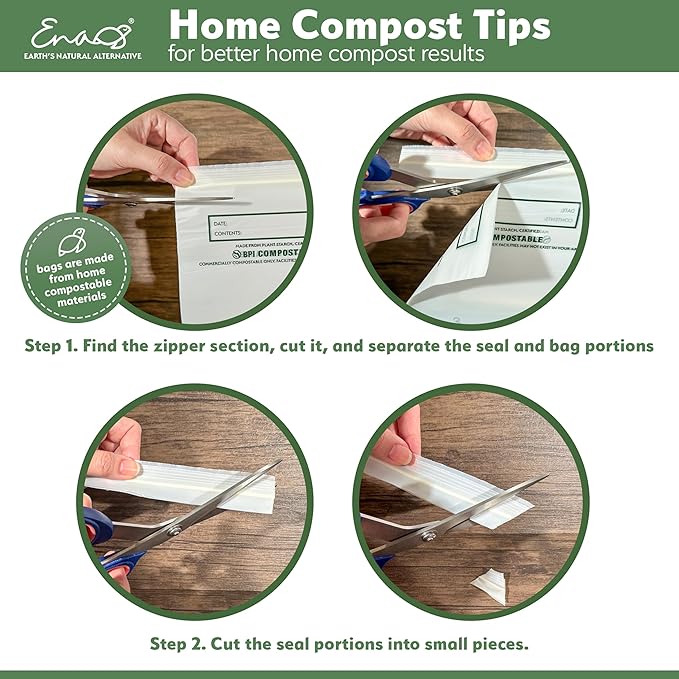 100% Compostable Food Storage Bags [Gallon 400 Pack] Eco-Friendly Freezer Bags, Resealable Bags, Heavy-Duty, Reusable, Off-White by Earth's Natural Alternative