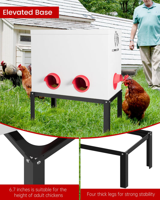 Pre-Installed Automatic Chicken Feeder, 40lb 6 Ports Rat Proof Chicken Feeder with Locking Lid and Legs, Galvanized No Waste Poultry Feeder for Hen Coop