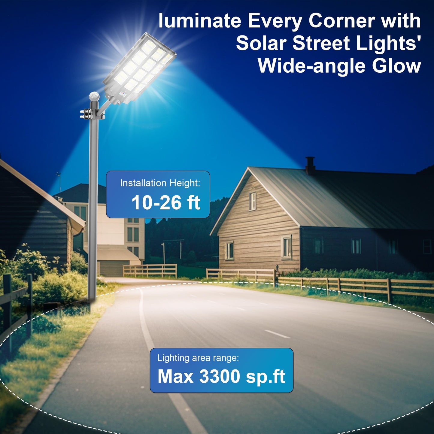 Vzyhik 4-Pack 8000W,240000LM Solar Street Light,Wide Angle Lamp, Waterproof IP67,with Remote Control & Motion Sensor,The Ultimate Lighting Solution for Parking Lots and Beyond