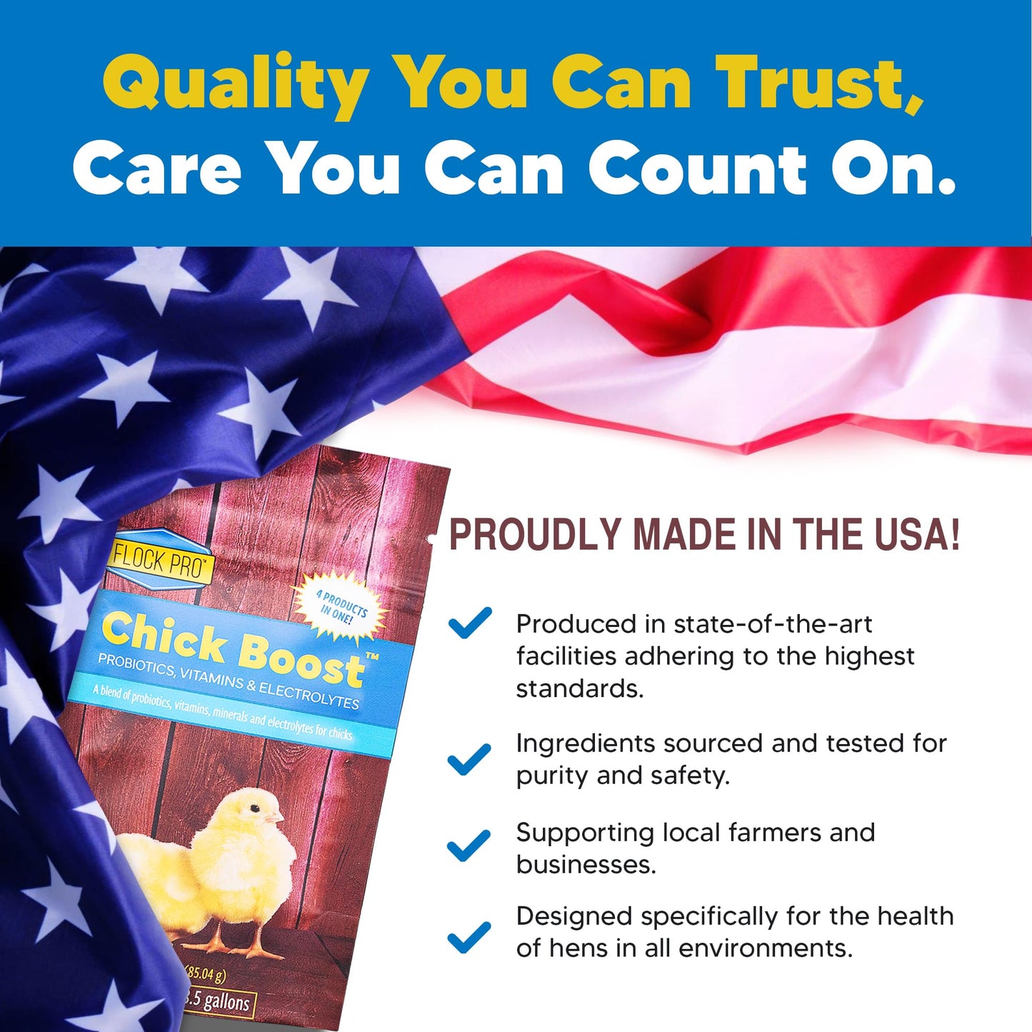 Equerry's Flock PRO Chick Boost Probiotic - Probiotics, Vitamins, Minerals and Electrolytes for Chickens | Chicken Vitamins and Supplements for All Poultry - 8oz