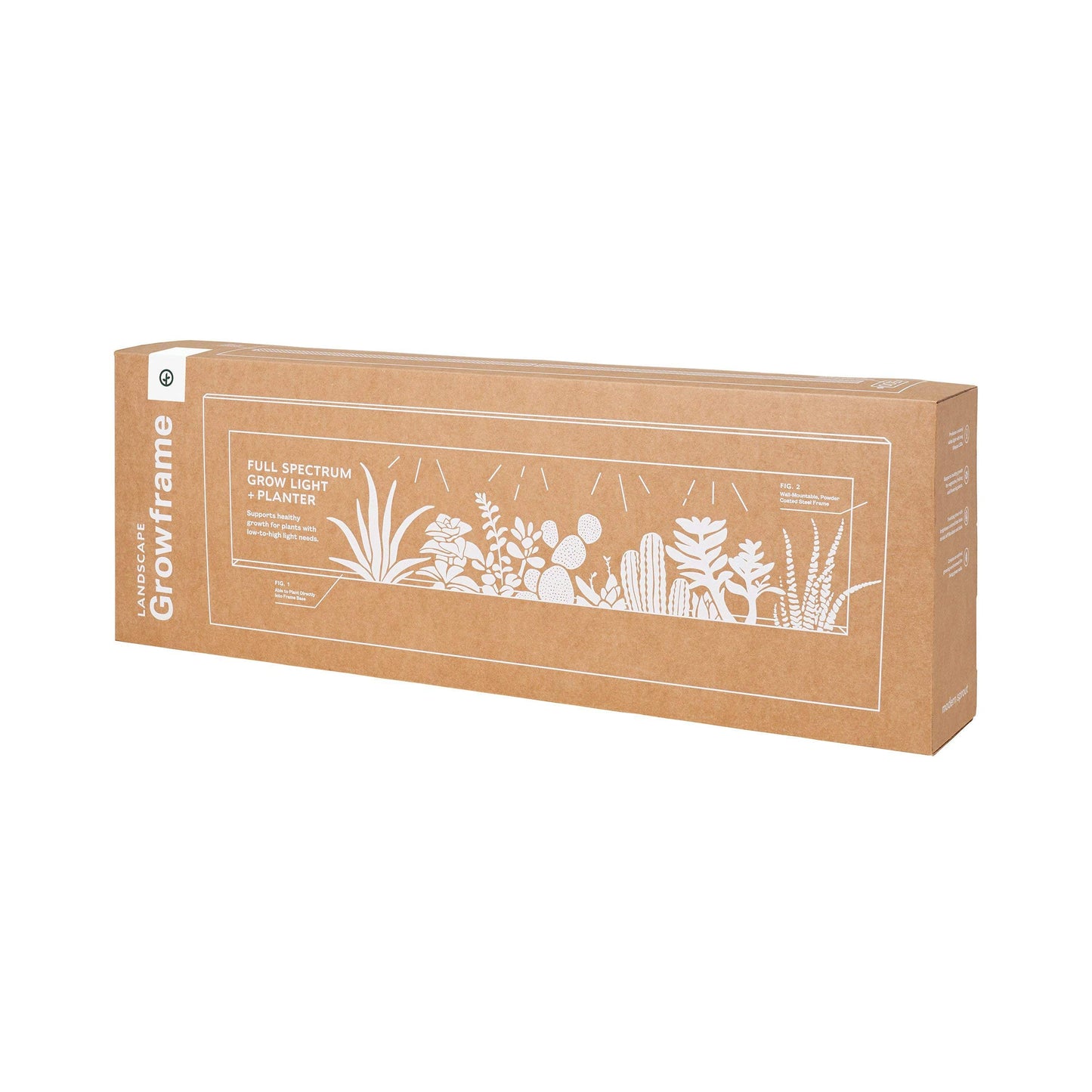 Modern Sprout Smart Landscape Growframe Wall Mounted Planter with LED Grow Light -White