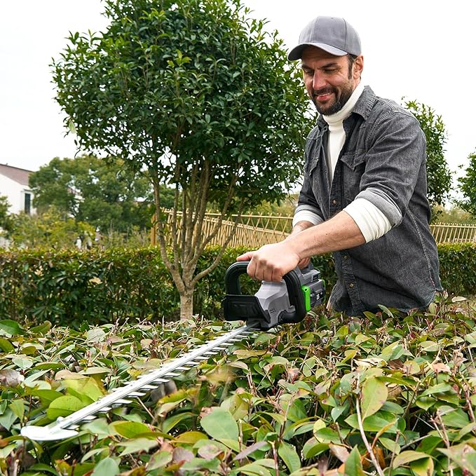 26-Inch Hedge Trimmers Cordless with Battery 60V Electric Bush Trimmer 2.5Ah Battery Power Heavy Duty Hedge Trimmer Brushless|Dual Action Steel Blades|1" Cutting Capacity for Shaping Hedges Shrubs