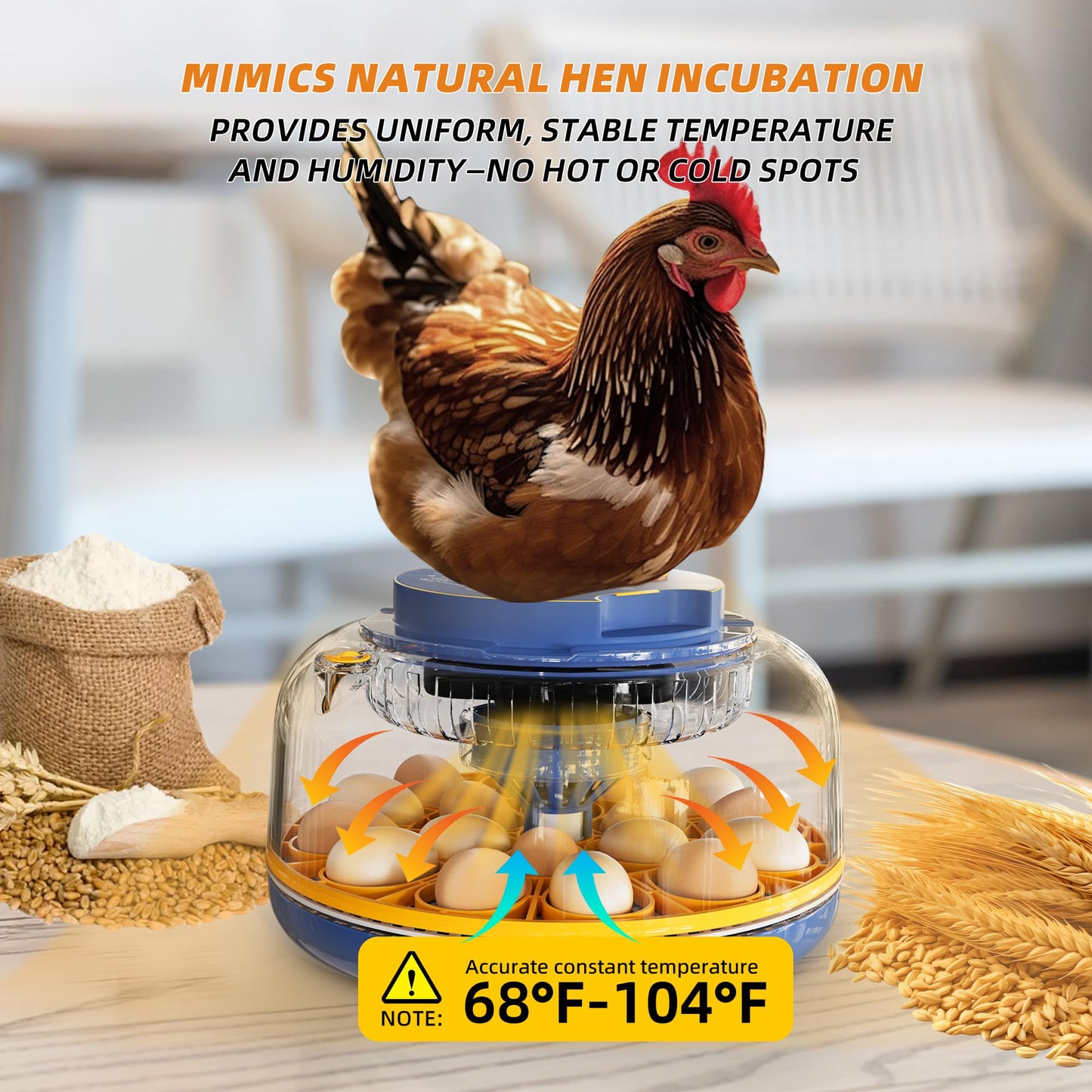 Ouluu 18 Egg Incubator, Automatic Turning & Smart Temp/Humidity Control, Built-in Candler, Plus Hatching Guide – for Chicken, Duck, Quail, Goose, Parrot, Pigeon, Ideal for Farm, Home, Lab, Classroom