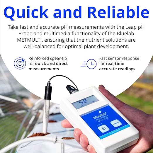 Bluelab METMULTI Multimedia PH Meter – Digital Handheld Hydroponic Nutrient and Soil PH Meter for Measuring PH Levels in Nutrient Solutions and Soil