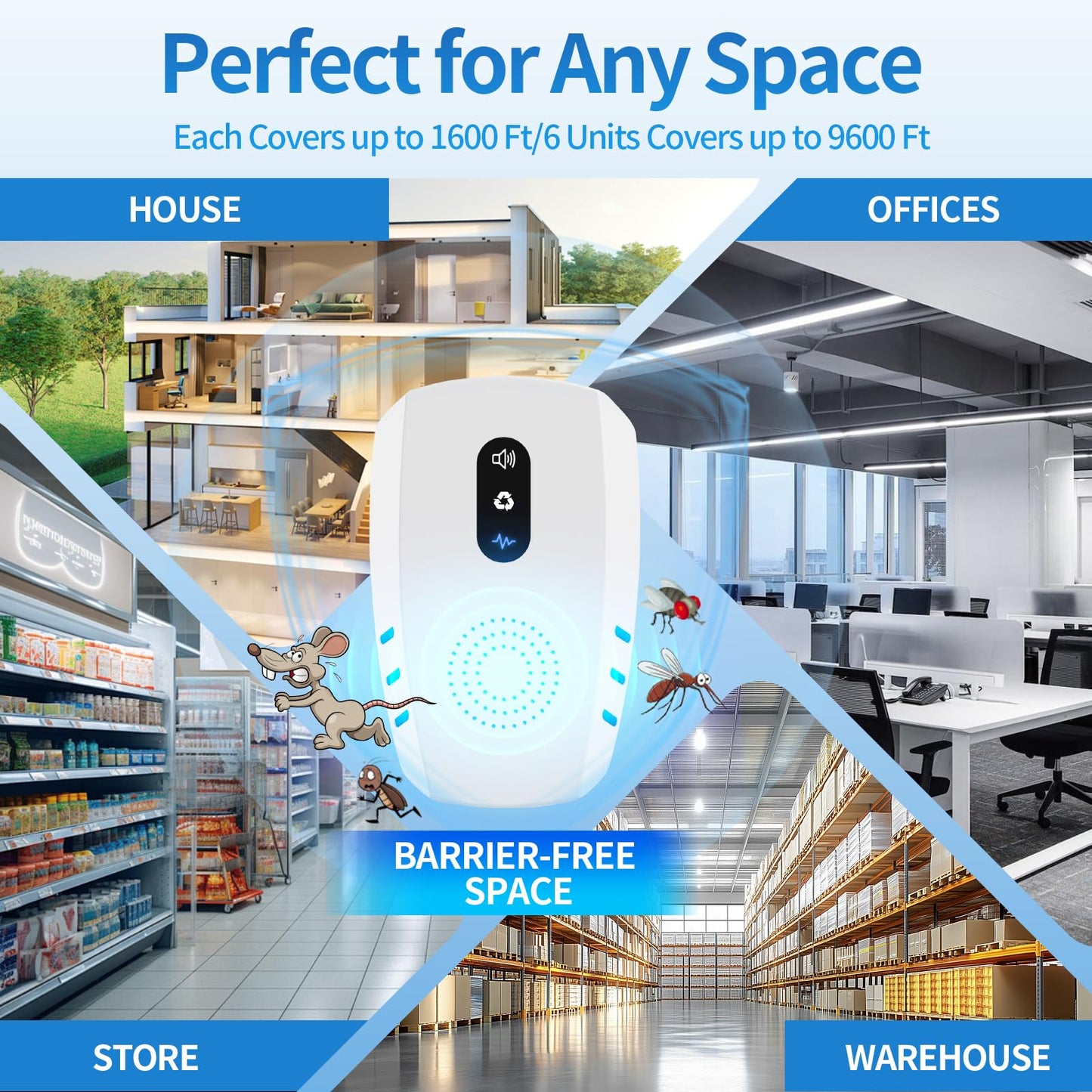 2025 Upgraded Ultrasonic Pest Repellent Indoor Insect Repeller, Pest Control, Repellent Roach, Mouse, Bugs, Mosquito, Mice, Spider, Ant, Rodent Repellent Ultrasonic Plug in, 3 Mode Switching, 6 Packs