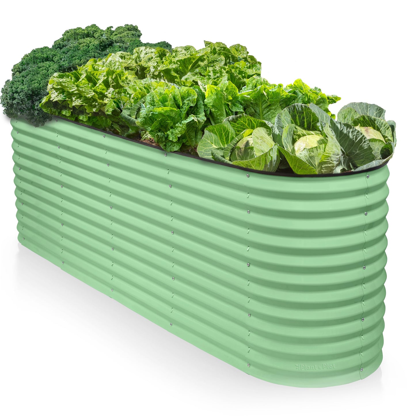9-in-1 Galvanized Raised Garden Beds Outdoor // 8×2×2.5 ft Modular Planter for Gardening, Vegetables, Flowers // 32" Extra Tall Metal Raised Garden Bed (Light Green) // Patented Design Planter Box