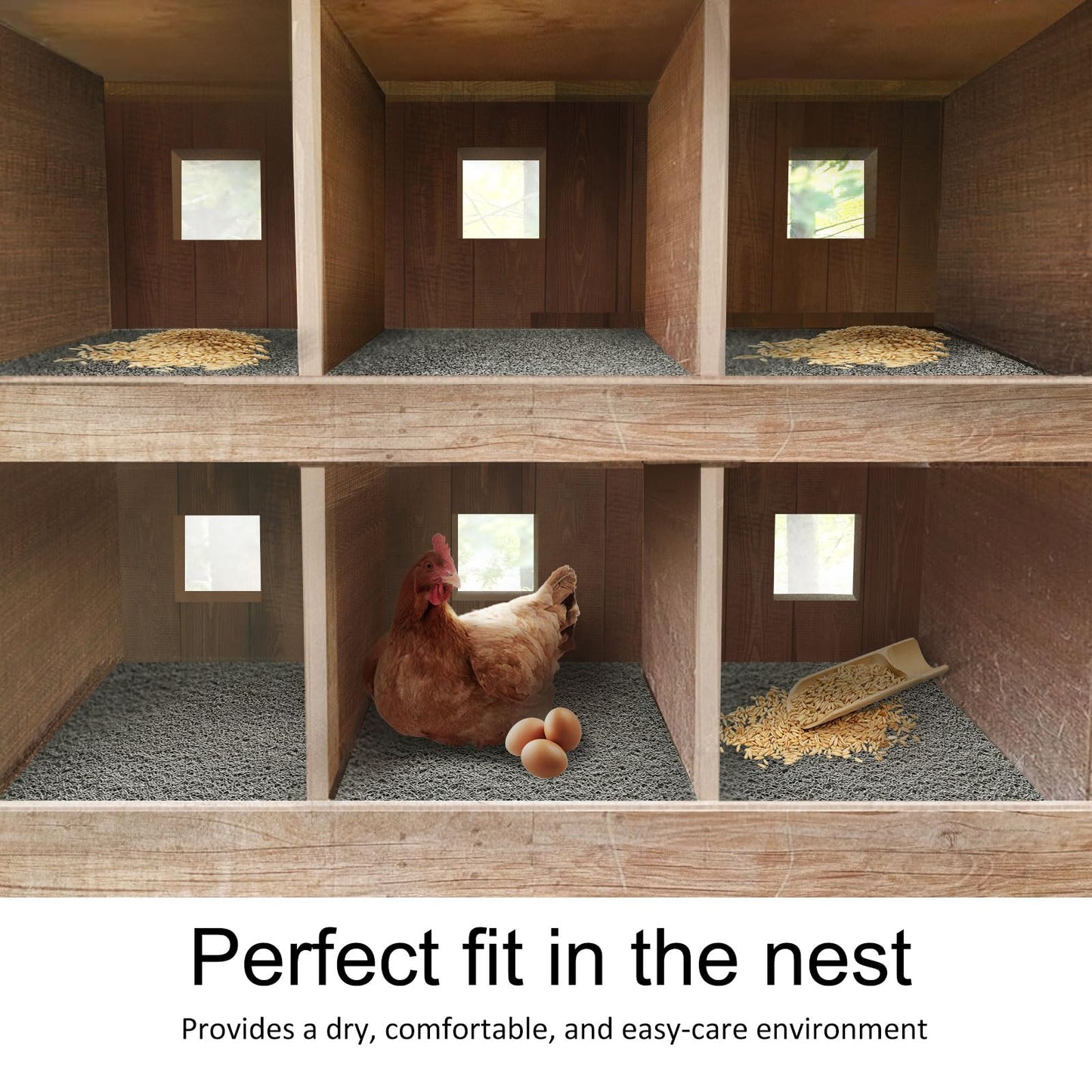 Serendipresent Washable Nesting Pads for Chicken Coop – 8 Pack 12x12 Inch Reusable Chicken Nesting Mats with 4 Fake Eggs, Easy Clean & Durable Laying Box Accessories for Hens (Gray)