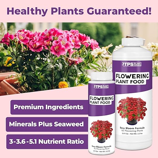 Flowering Plant Food, Complete Liquid Fertilizer for Flowering Plants, 32 oz (1 Quart)