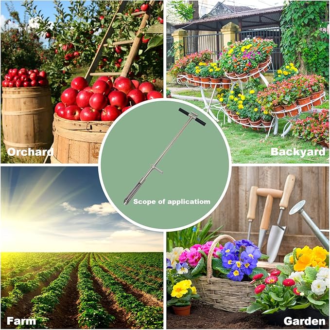 Soil Sample Probe 40” with Ejector and Foot Pedal,Soil Probe Stainless Steel T-Style Handle Soil Test Kit,Soil Probe Rod for Soil Sampling Plant Care/Agriculture/Garden/Farm