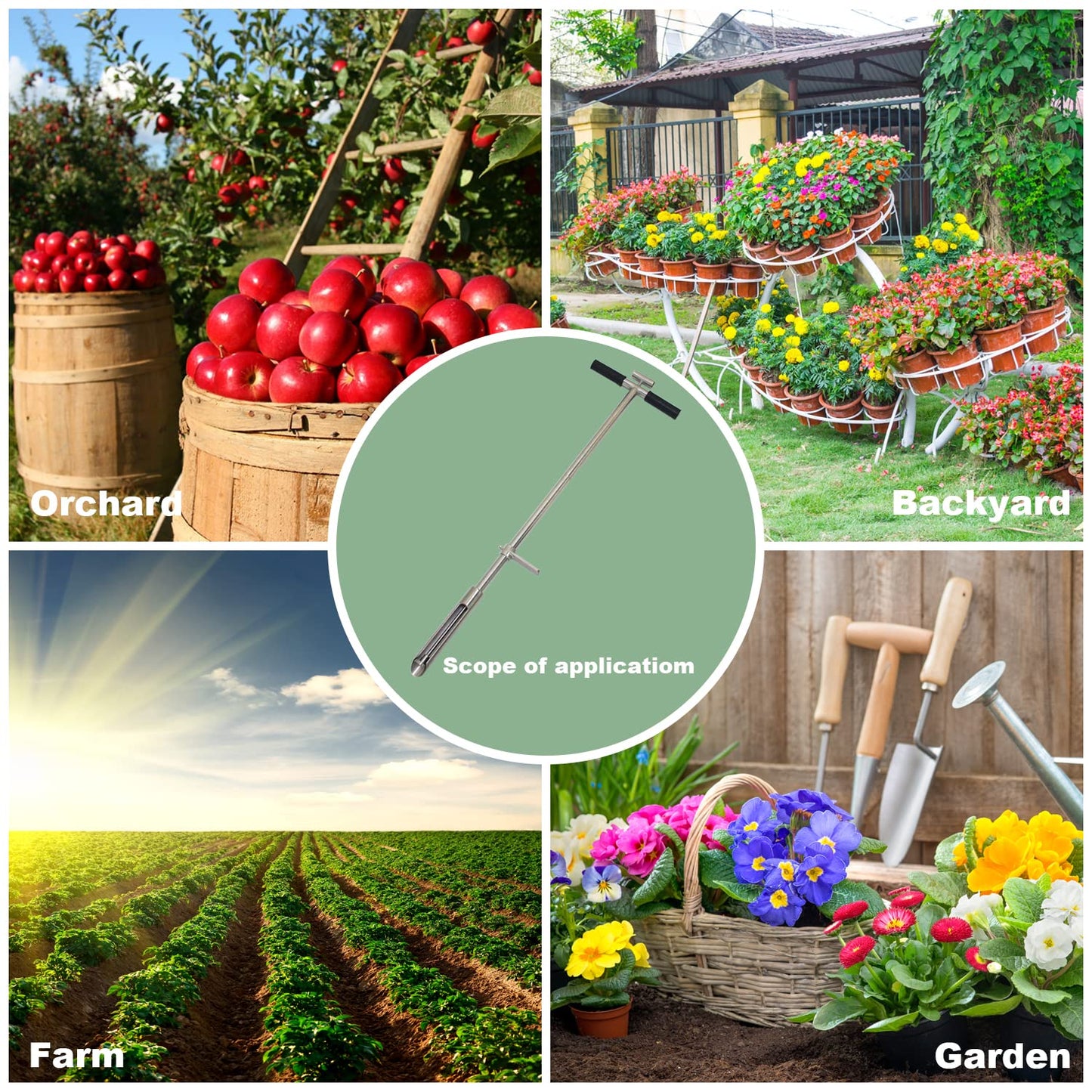 Soil Sample Probe 40” with Ejector and Foot Pedal,Soil Probe Stainless Steel T-Style Handle Soil Test Kit,Soil Probe Rod for Soil Sampling Plant Care/Agriculture/Garden/Farm