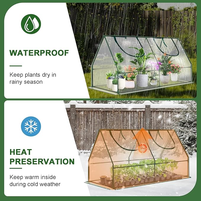 Mini Greenhouse, 47×23×23" Portable Greenhouse for Indoor Outdoor, Small Green House for Plants, Seedling, Germination