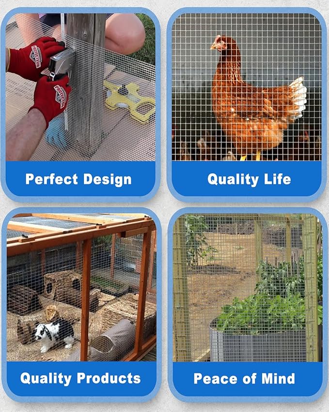 Vinyl Coated Hardware Cloth Roll 1/2 inch 60" x 100' - Handy Chicken Wire Fence Roll for Garden Fencing, Welded Wire Fencing,& Chicken Coop Needs