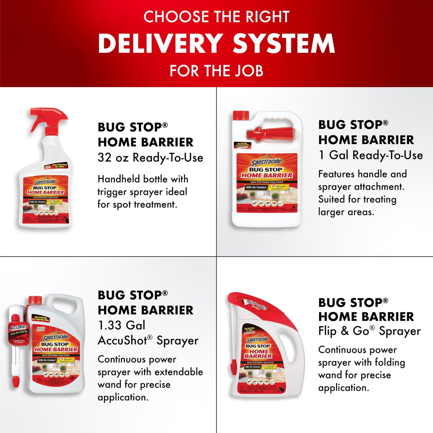 Spectracide Bug Stop Home Barrier Spray, Kills Ants, Roaches and Spiders On Contact, Indoor and Outdoor Insect Control, 1.33 Gallon