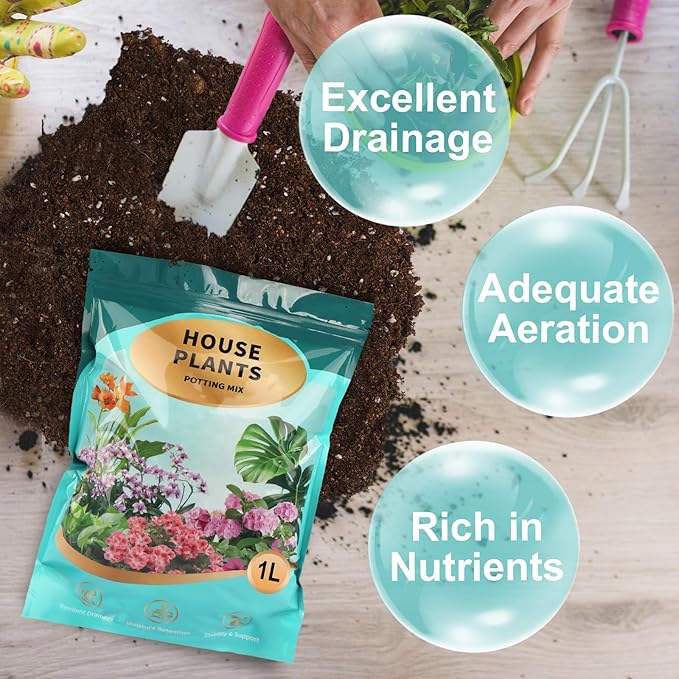 Potting Soil Mix 2qt for Indoor Plants, Organic Houseplant Soil Well Draining Dirt Ready to Use, Fit for House Plant Like Pothos, Philodendron, Monstera, African Violet