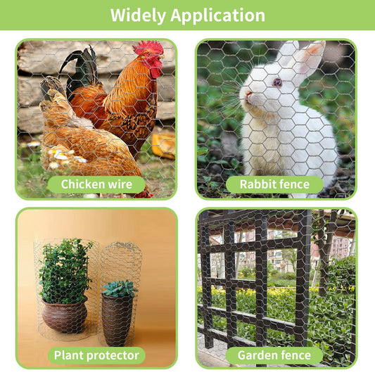 MIVERYEA Chicken Wire Fencing 16.9 Inch x 32.8 Ft, Metal Chicken Wire Fencing Mesh for Crafts, 0.6 Inch Hexagonal Galvanized Netting for Poultry Rabbit Coop