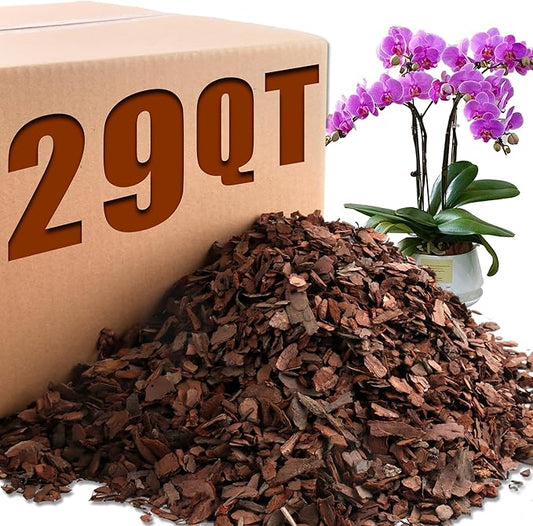 AVALUTION Orchid Potting Bark - 29QT Organic Pine Wood Chips for Plants, All Natural Potting Mix for Houseplant Mulch, Helps Root Health Development