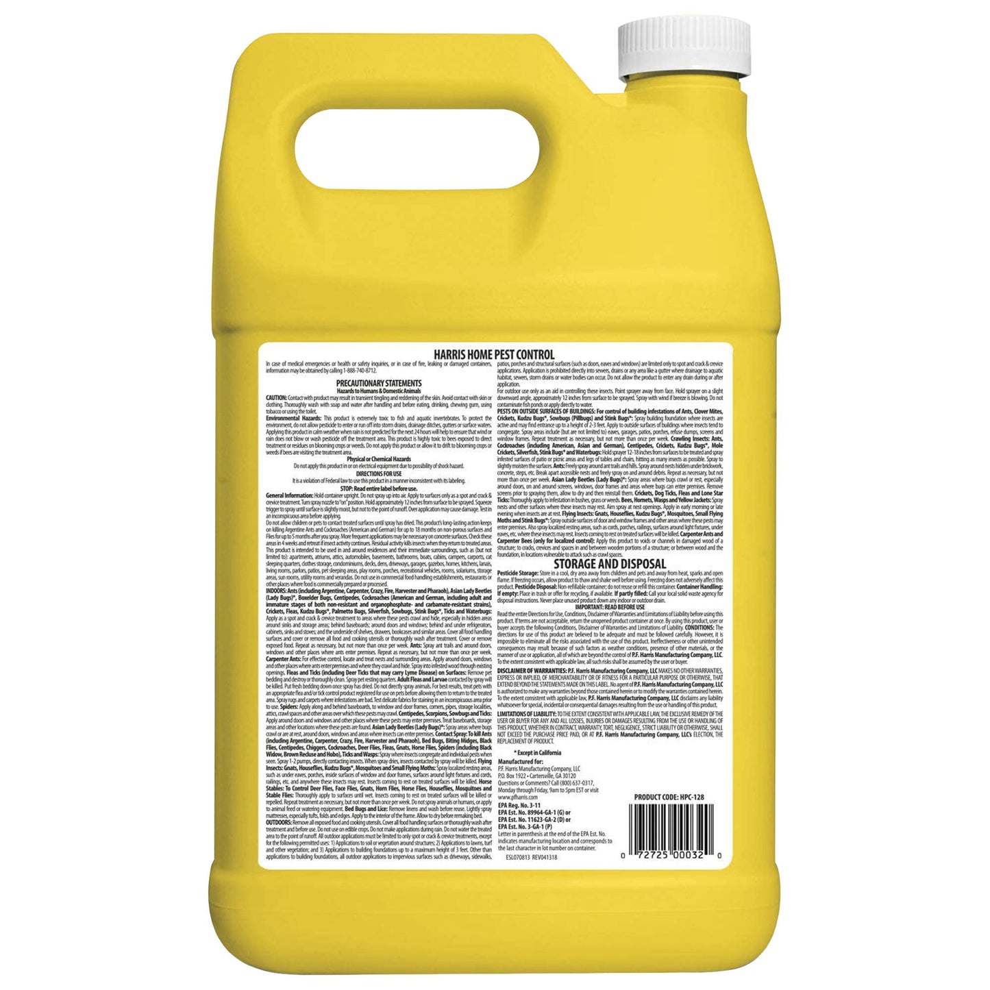 Harris Home Insect Killer, Liquid Gallon Spray with Odorless and Non Staining Residual Formula - Kills Ants, Roaches, Spiders, Kudzu Bugs, Stink Bugs, Fleas, Mosquitos, Scorpions, Flies and Silverfish