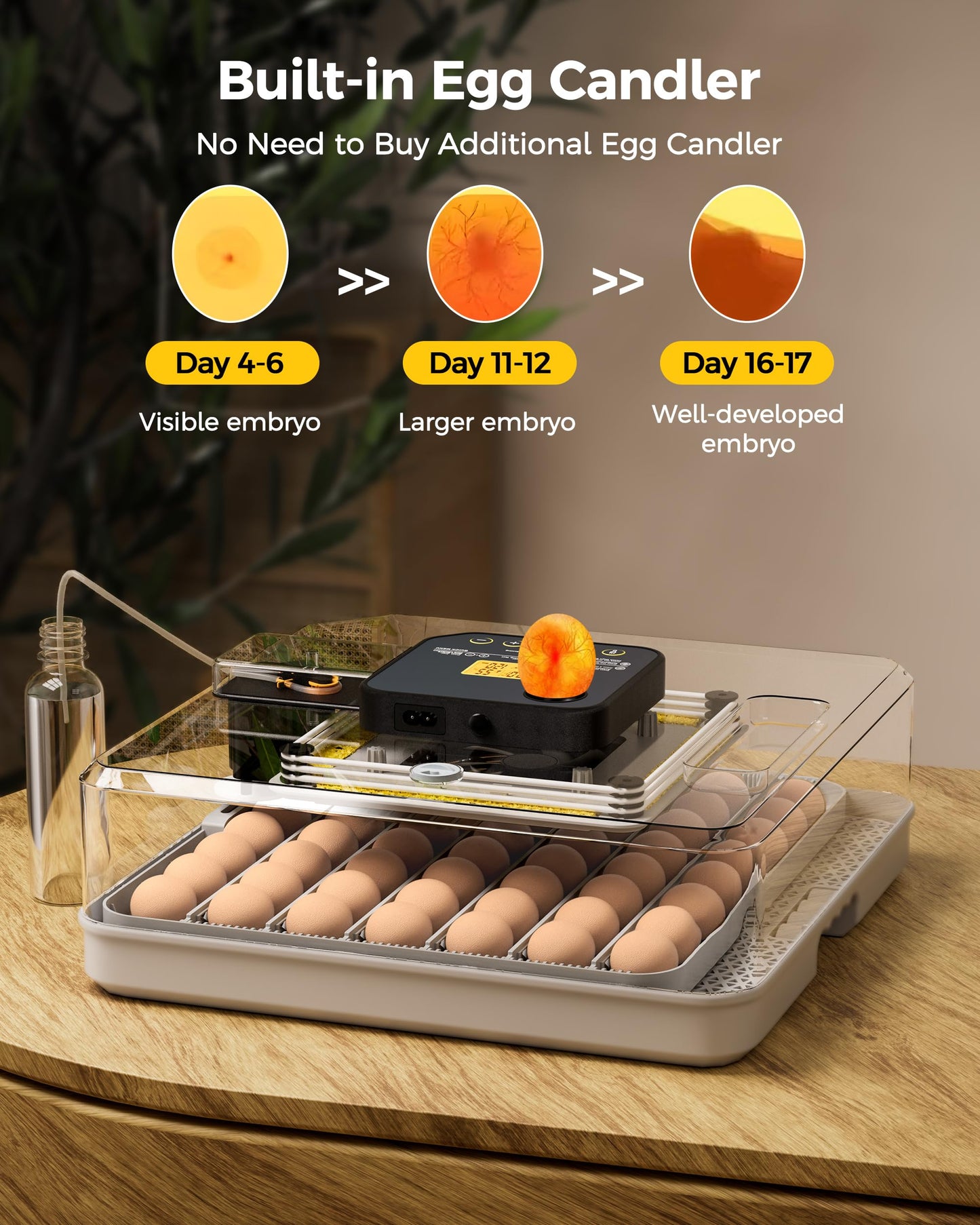 Besly 48 Egg Incubator for Hatching with Automatic Egg Turning and Humidity Control, Egg Candler, Poultry Egg Incubator for Chicken, Ducks, Goose, Pigeon, Quail, ideal for Farm, Classroom, Home